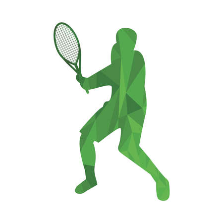 athletic man practicing tennis sport silhouette vector illustration designのイラスト素材