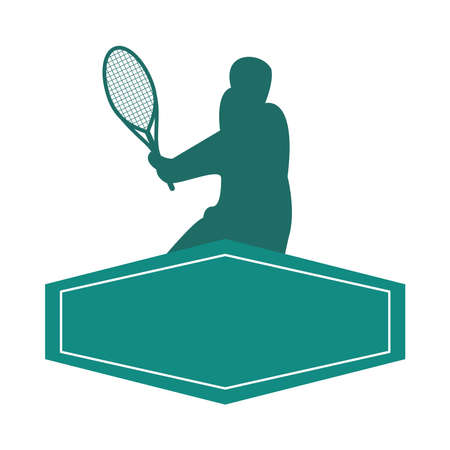 athletic man practicing tennis sport silhouette in frame vector illustration designのイラスト素材