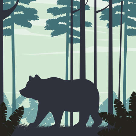 big bear animal in the landscape scene vector illustration designのイラスト素材