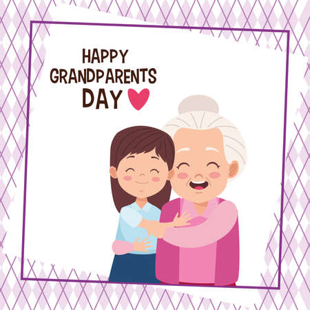 happy grandparents day card with grandmother and granddaughter vector illustration designのイラスト素材