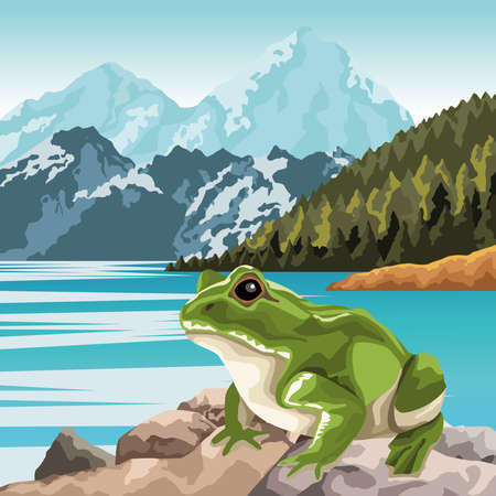 frog animal in the landscape scene vector illustration designのイラスト素材