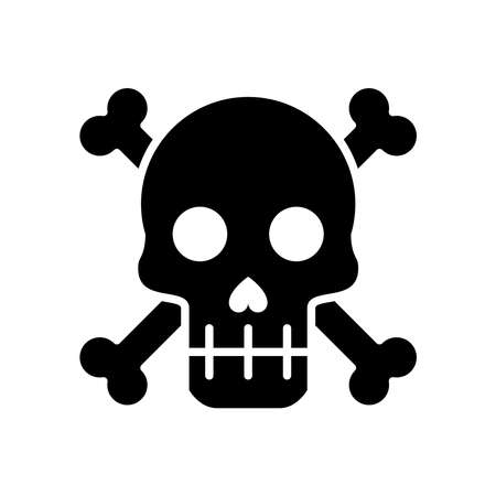 death skull head with bones crossed silhouette style icon vector illustration designのイラスト素材