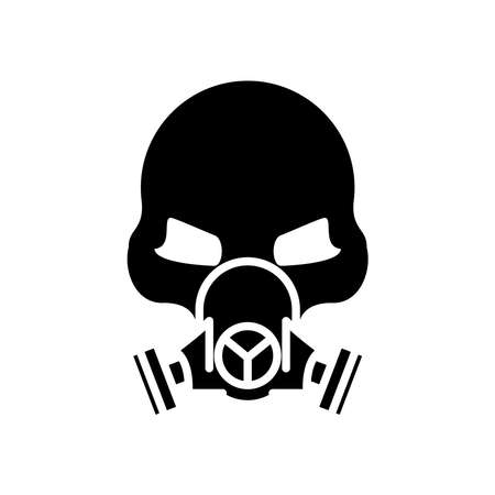 skull head wearing mask silhouette style icon vector illustration designのイラスト素材
