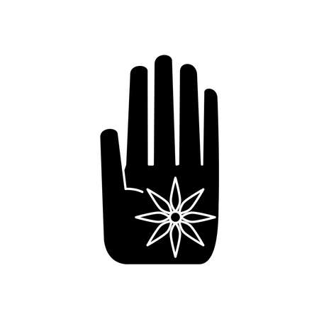 navratri hand with flower silhouette style icon vector illustration designのイラスト素材