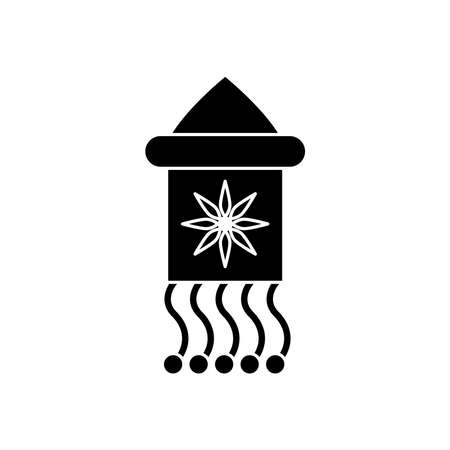 navratri lamp with flower silhouette style icon vector illustration designのイラスト素材