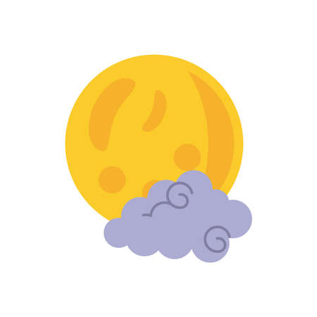 chinese full moon with cloud flat style vector illustration designのイラスト素材