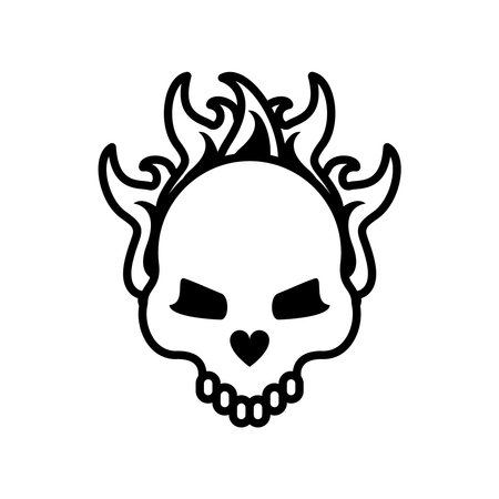 death skull head on fire line style icon vector illustration designのイラスト素材