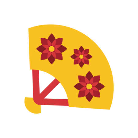 chinese fan flat style icon vector illustration designのイラスト素材
