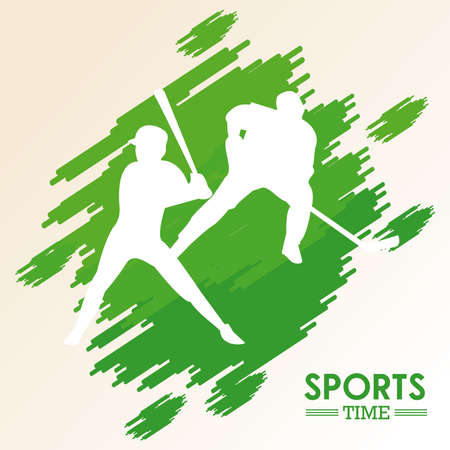 athletic man practicing hockey sport silhouette vector illustration designのイラスト素材