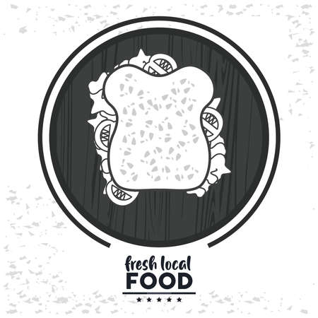fresh local food lettering with sandwich vector illustration designのイラスト素材