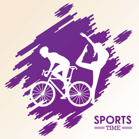 athletic man bike ride sport silhouette vector illustration designのイラスト素材