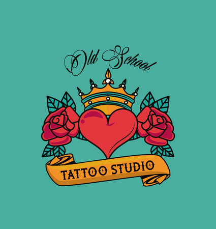 heart love tattoo studio graphic vector illustration designのイラスト素材