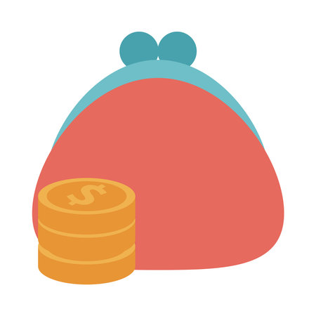 purse with coins money flat style icon vector illustration designのイラスト素材