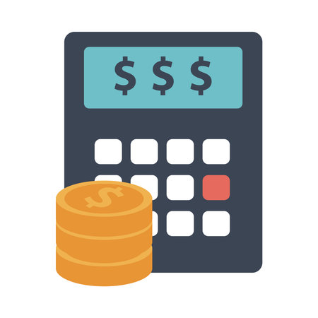 calculator math with coins money flat style icon vector illustration designのイラスト素材