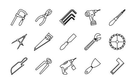 bundle of fifteen tools set icons vector illustration designのイラスト素材