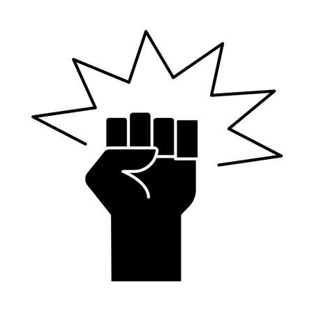 hand human fist protesting silhouette style icon vector illustration designのイラスト素材