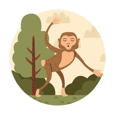 monkey animal wild in the camp vector illustration design