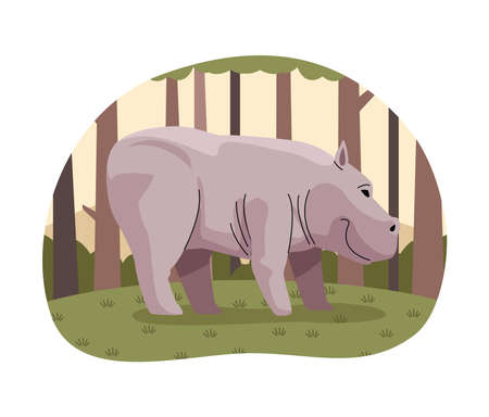 wild rhino animal in the forest nature scene vector illustration designのイラスト素材