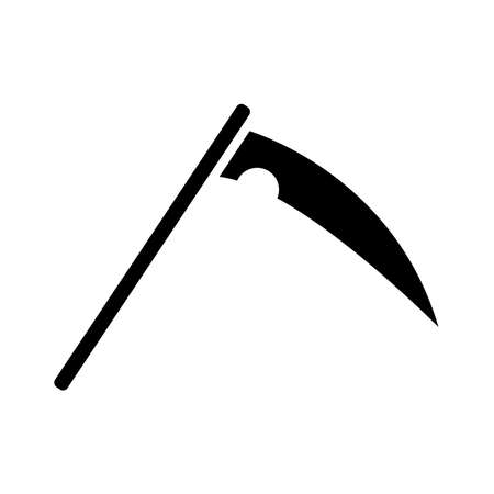 Halloween scythe silhouette style icon design, Holiday and scary theme Vector illustrationのイラスト素材