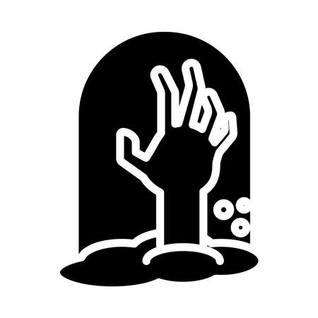 Halloween zombie hand silhouette style icon design, Holiday and scary theme Vector illustrationのイラスト素材