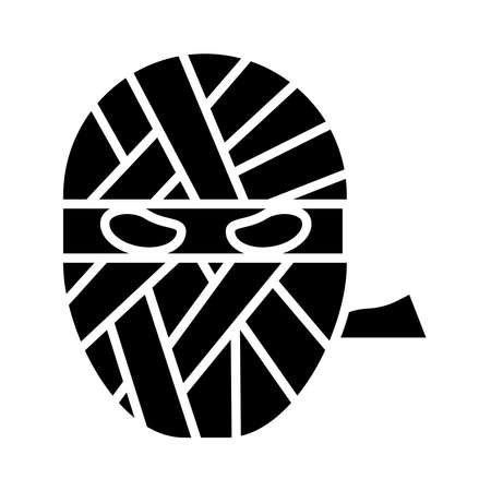 Halloween mummy mask silhouette style icon design, Holiday and scary theme Vector illustrationのイラスト素材