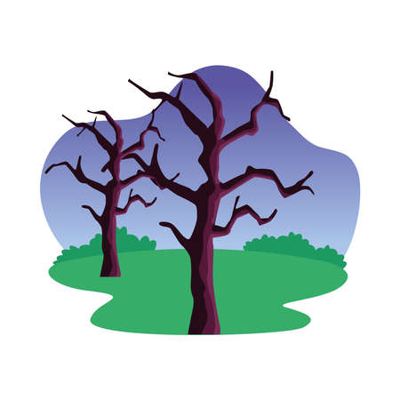 bare trees and shrubs design, Nature plant season environment natural and ecology theme Vector illustrationのイラスト素材