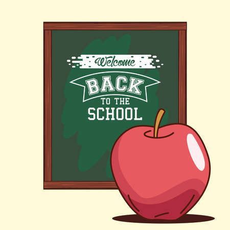 green board with apple design, Back to school eduacation class and lesson theme Vector illustrationのイラスト素材