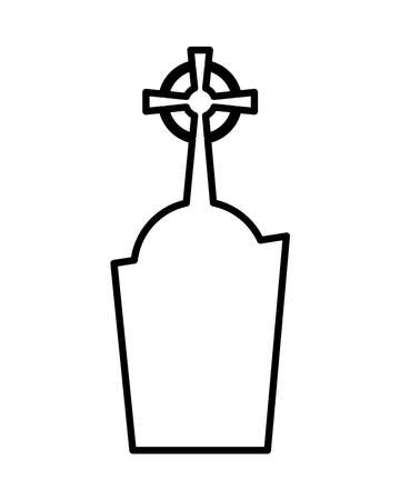 grave with cross design, death tomb cementary and scary theme Vector illustrationのイラスト素材