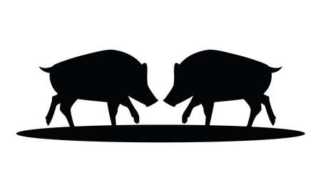wild pigs animals nature silhouettes vector illustration designのイラスト素材