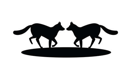 wild foxes animals nature silhouette vector illustration designのイラスト素材