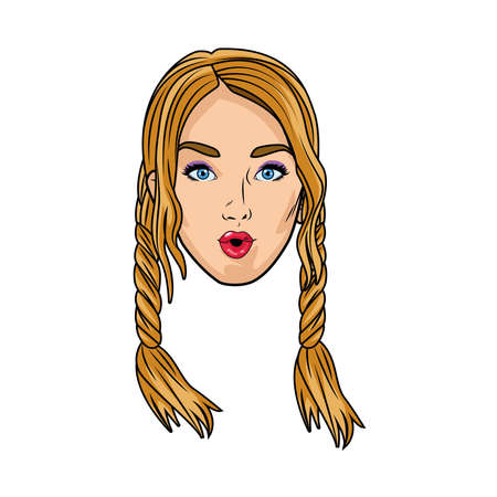 sexi german woman head character vector illustration designのイラスト素材