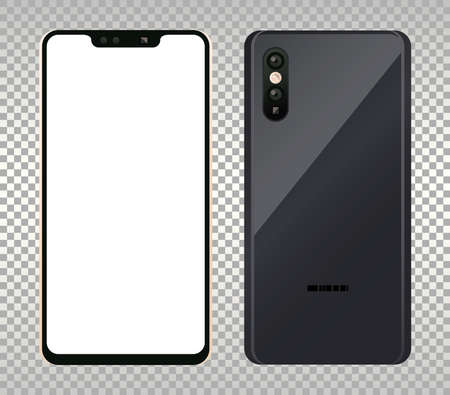 two mockup smartphones devices icons vector illustration designのイラスト素材