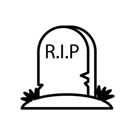 cemetery tomb with rip word line style icon vector illustration designのイラスト素材