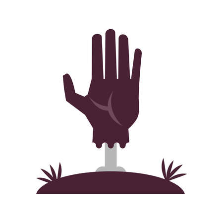 death hand coming out of the ground flat style icon vector illustration designのイラスト素材
