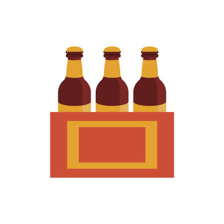 beers bottles in pack flat style icon vector illustration designのイラスト素材