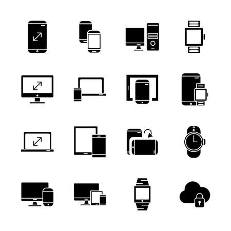 bundle of mockup responsive set silhouette style icons vector illustration designのイラスト素材