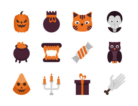 bundle of twelve halloween set icons vector illustration designのイラスト素材