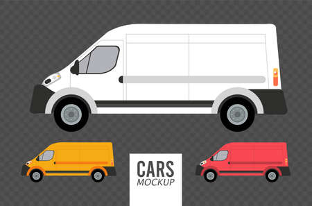 vans mockup cars vehicles icons vector illustration designのイラスト素材