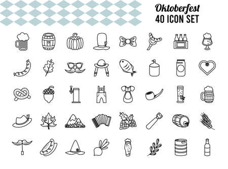 bundle of fourty oktoberfest set icons vector illustration designのイラスト素材