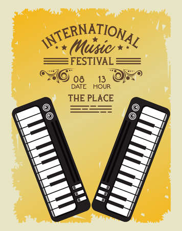 international music festival poster with pianos vector illustration designのイラスト素材