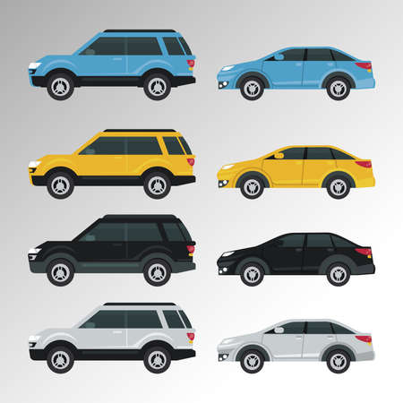 mockup cars set colors isolated icons vector illustration designのイラスト素材