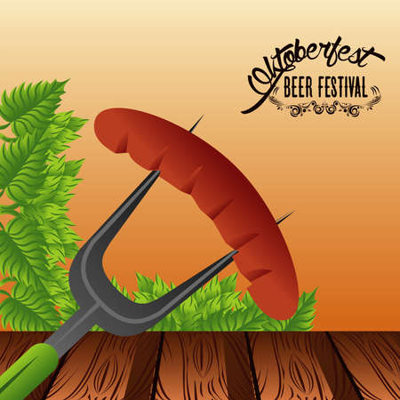 oktoberfest celebration festival poster with sausage vector illustration designのイラスト素材