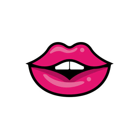 Pop art mouth open fill style icon vector illustration designのイラスト素材