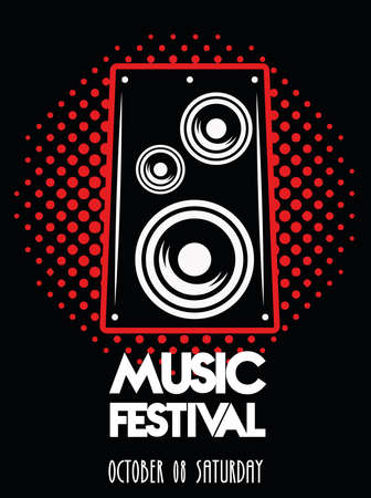 music festival poster with speaker in dotted background vector illustration designのイラスト素材