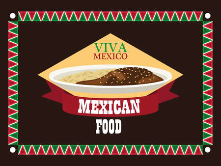 mexican food lettering poster with dish refried beans vector illustration designのイラスト素材