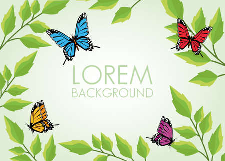 beautiful butterflies and leafs plant decorative pattern background vector illustration designのイラスト素材
