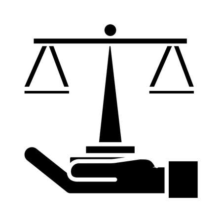 hand lifting scale balance silhouette style icon vector illustration designのイラスト素材