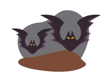 halloween bats flying isolated icons vector illustration design