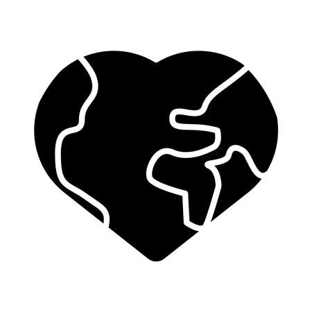 world planet earth heart shape silhouette style icon vector illustration designのイラスト素材