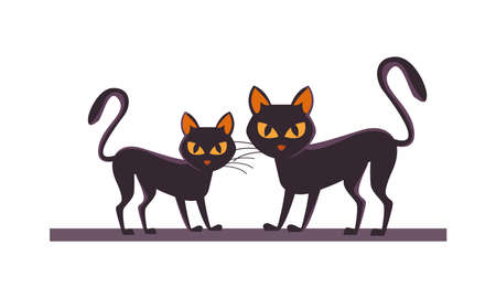 halloween cats black animals icons vector illustration designのイラスト素材